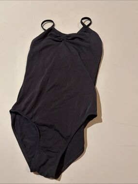 Nikolay spaghetti strap black leotard with pinch, adult xs